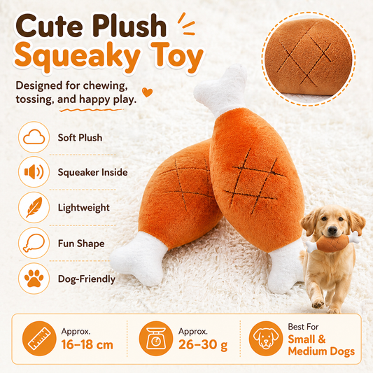 Plush Chicken Drumstick Squeaky Dog Toy