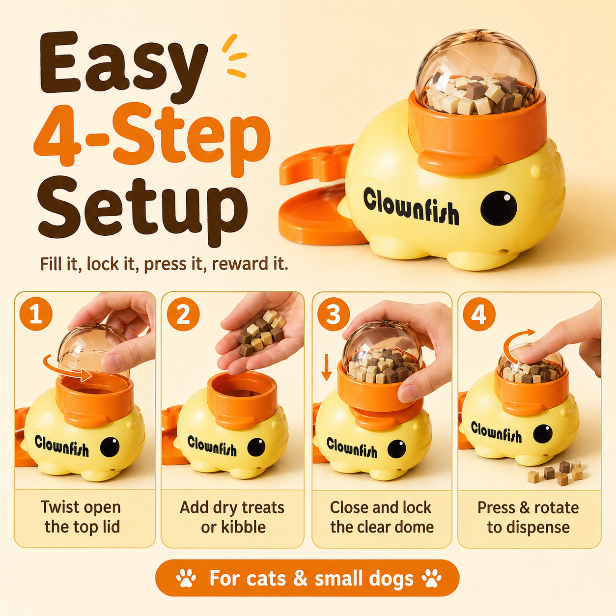 Clownfish Pet Treat Dispenser Toy