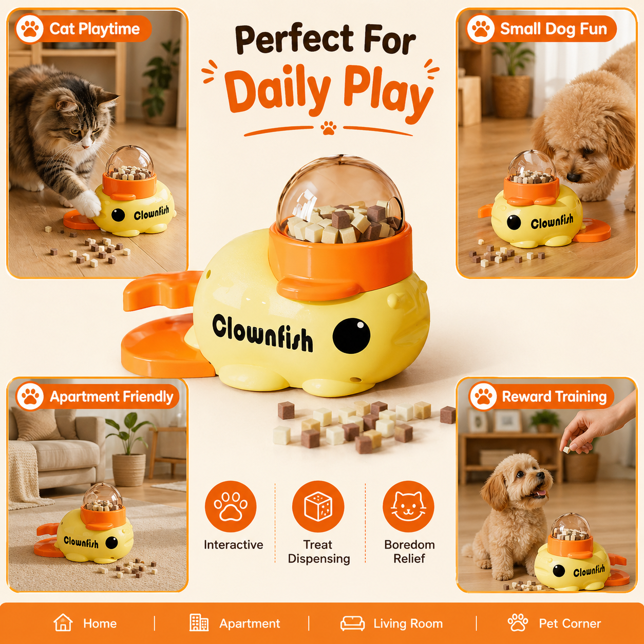 Clownfish Pet Treat Dispenser Toy