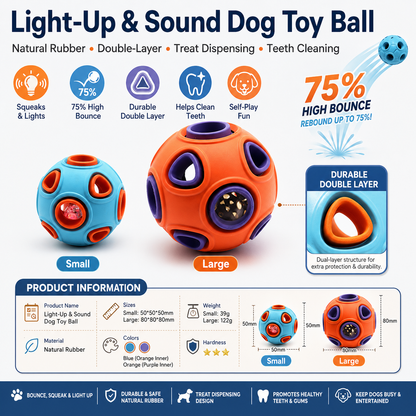 Light-Up Squeaky Dog Chew Ball
