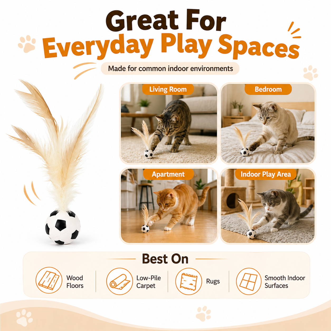 Feather Bouncy Cat Toy Ball