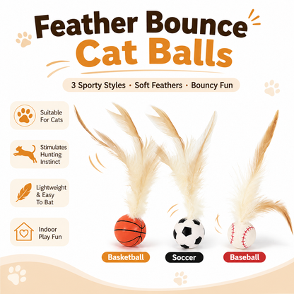 Feather Bouncy Cat Toy Ball